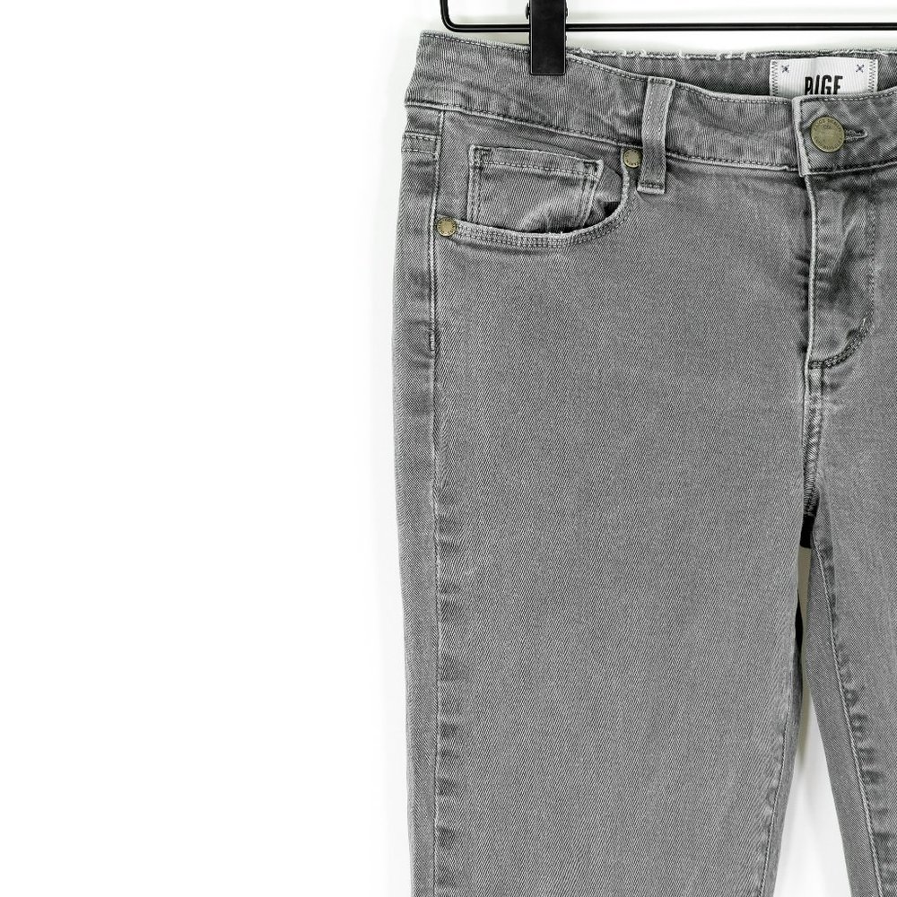 PAIGE Distressed Gray Ankle Peg Skinny Jeans